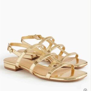 J. Crew Metallic Gold Strappy Sandals